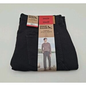 Eddie Bauer Men's Canvas Utility Stretch Pant, Black, Size: 34x29, New
